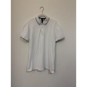H&M Men’s White Polo Shirt with Black Trim Size Medium